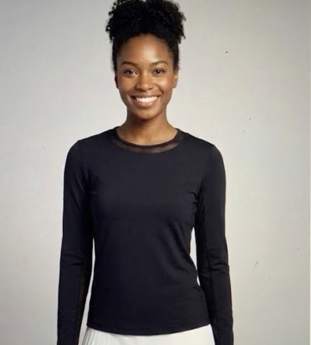 Ibkul Performance LS Shirt Top W/Mesh, Black, Medium
